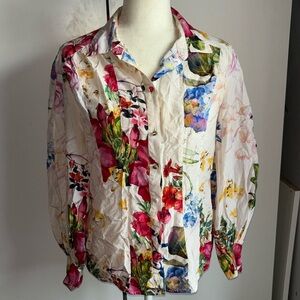 Marciano floral blouse with bell sleeves